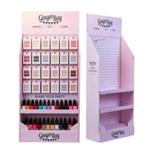 Corrugated Cardboard Floor Pegboard Display Stand for Nail Polish & False Nails