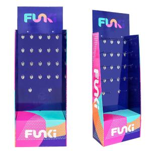 Corrugated Cardboard Peg Hook Floor Display Stand for Hanging Retail Accessories