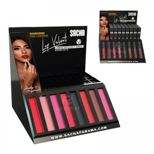 Custom Acrylic Counter Lip Velvet Display for Sacha Cosmetics