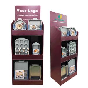 Custom Corrugated Cardboard Freestanding Display Rack for Packaged Tableware & Kitchenware